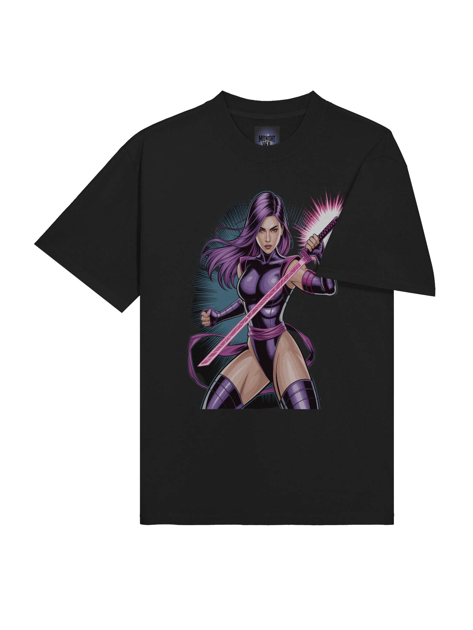 Psylocke Eclipse Surge Oversized Faded T-Shirt - Exclusive Midnight Veil Designs Unisex Tee product image (4)