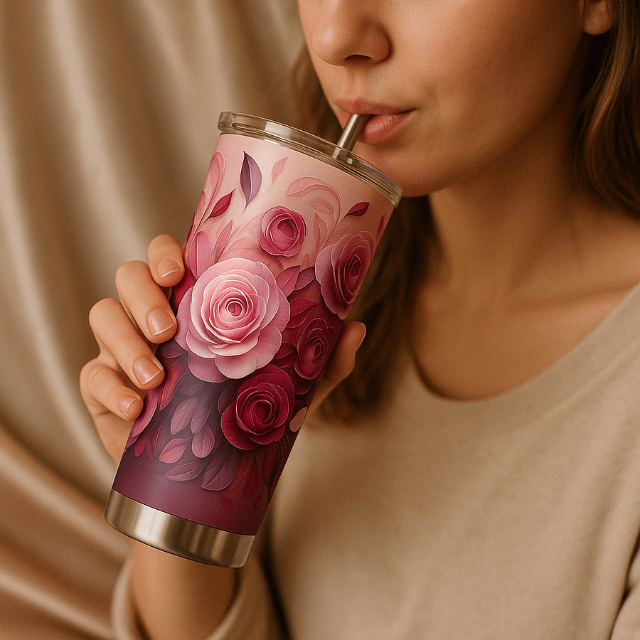 Self-Love PNG Bundle | Pink Rose Tumbler Wrap + Printable Quotes | 20oz Skinny Sublimation + Affirmation Sheet product image (6)