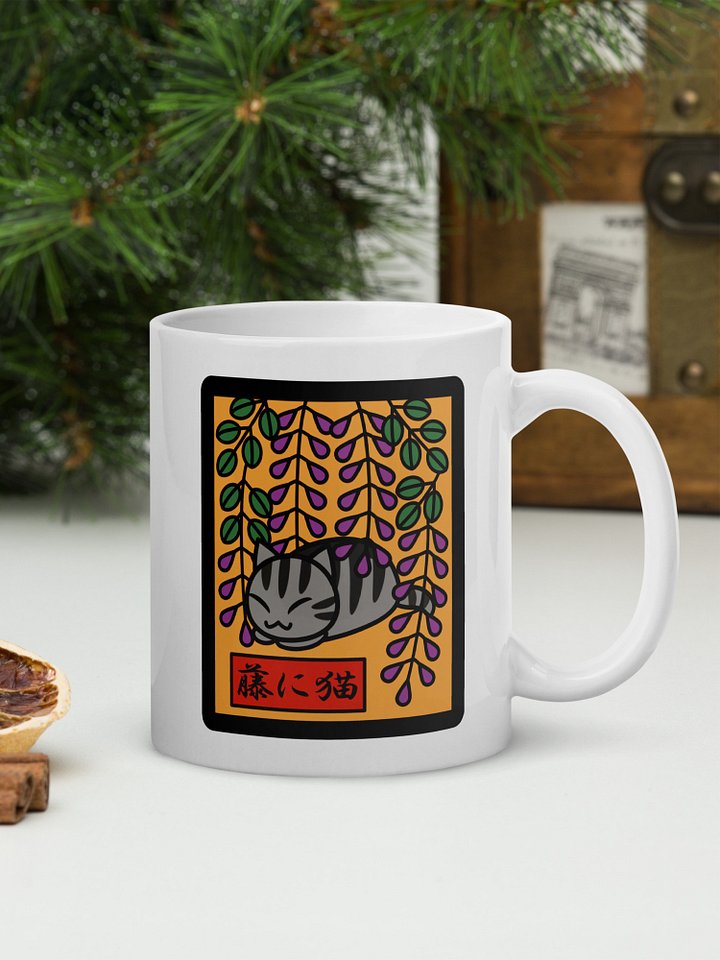 April Hanafuda Japanese Playing Card Cat 11 oz Mug product image (1)