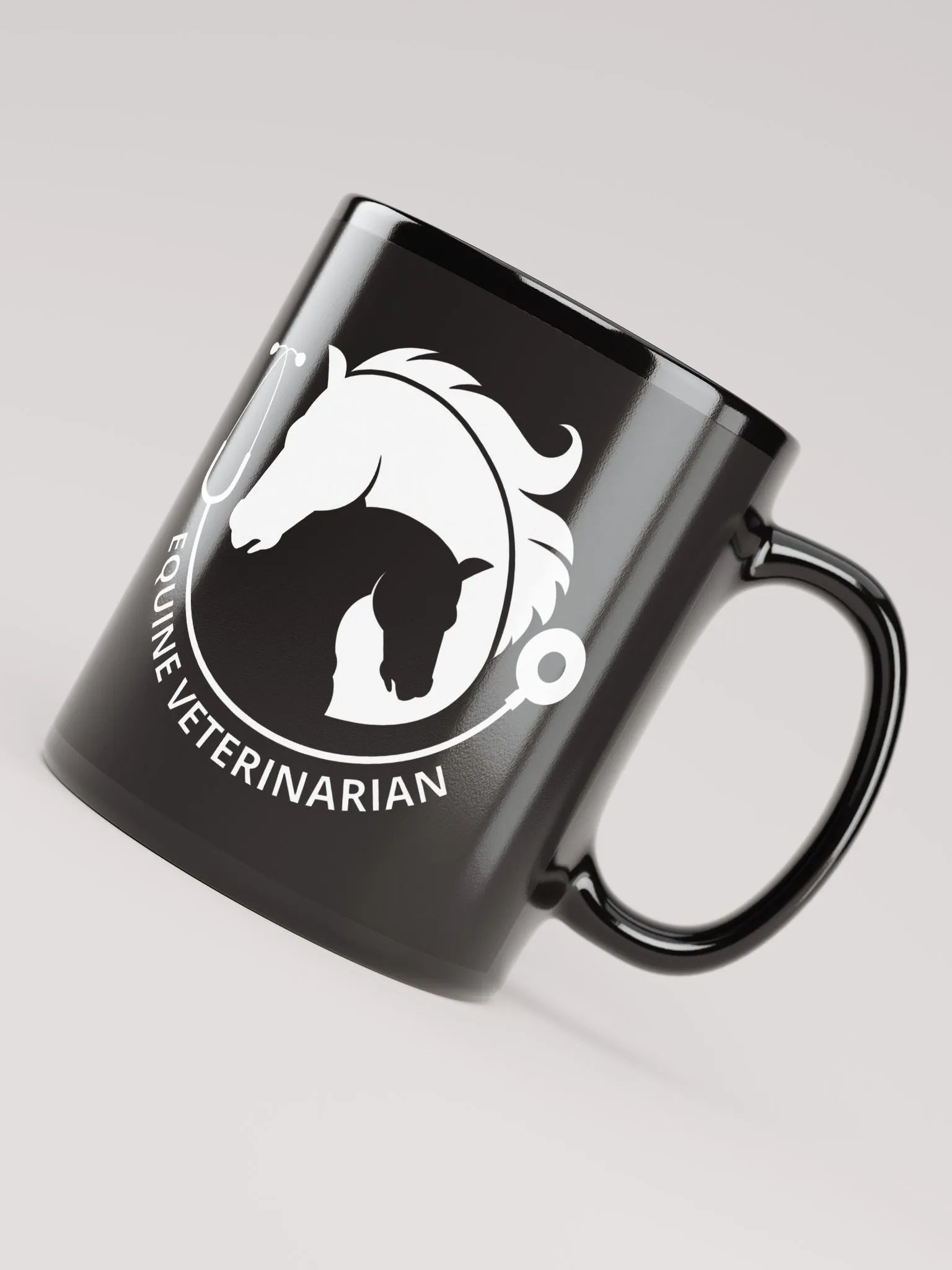 "Equine veterinarian" black glossy mug product image (2)