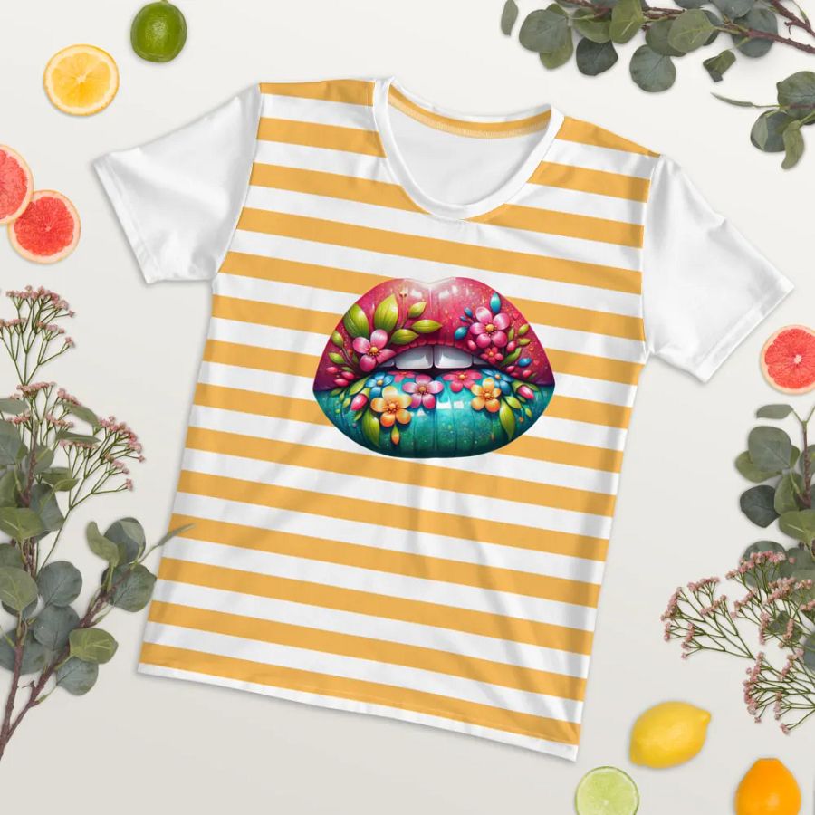 Blooming Lips Orange Stripped Tee product image (7)