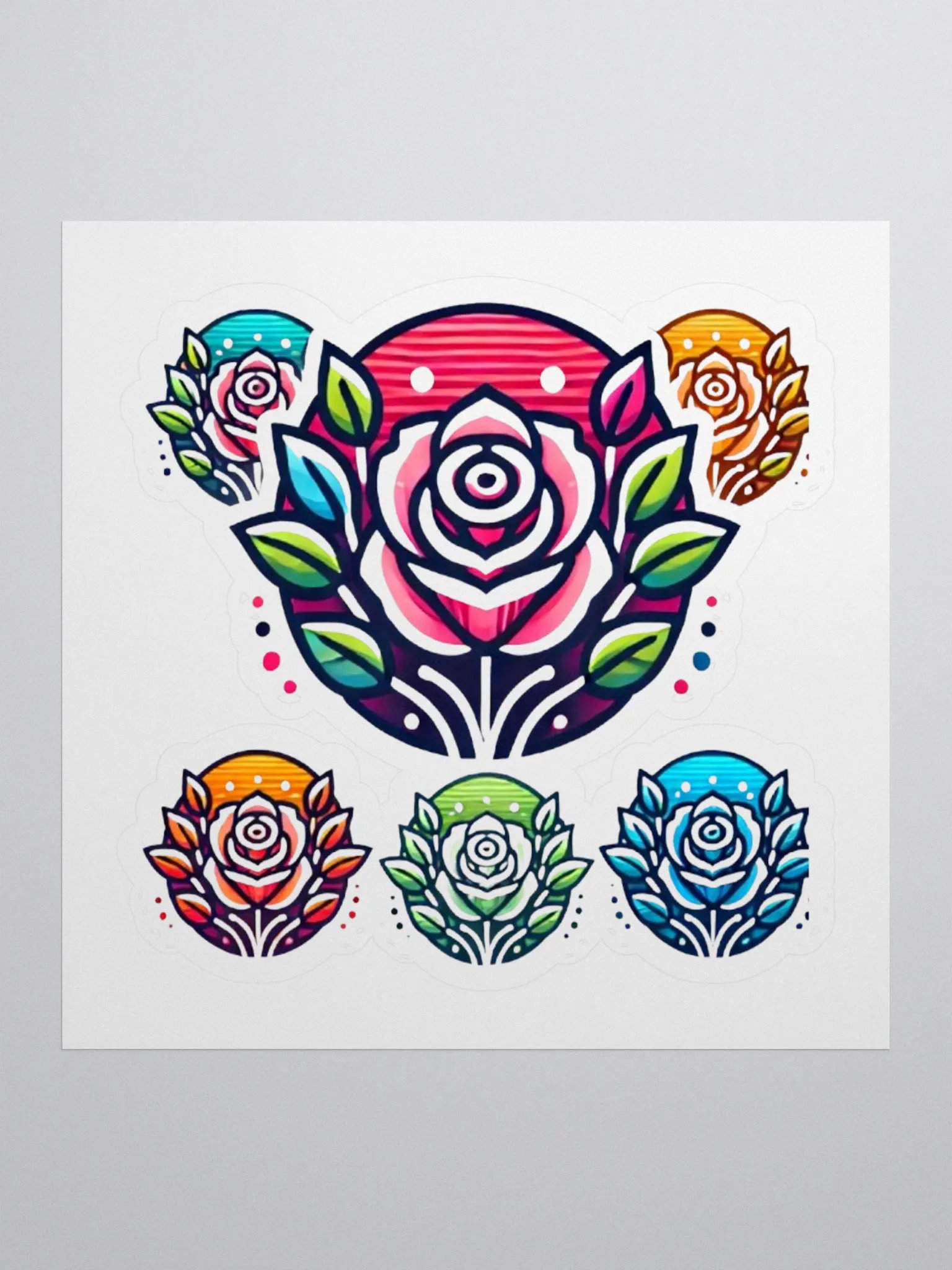 Symmetrical Rose Kiss-Cut Stickers product image (1)