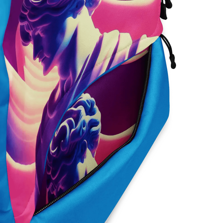 Greek God Retrowave City Pop Navy Blue Backpack product image (3)