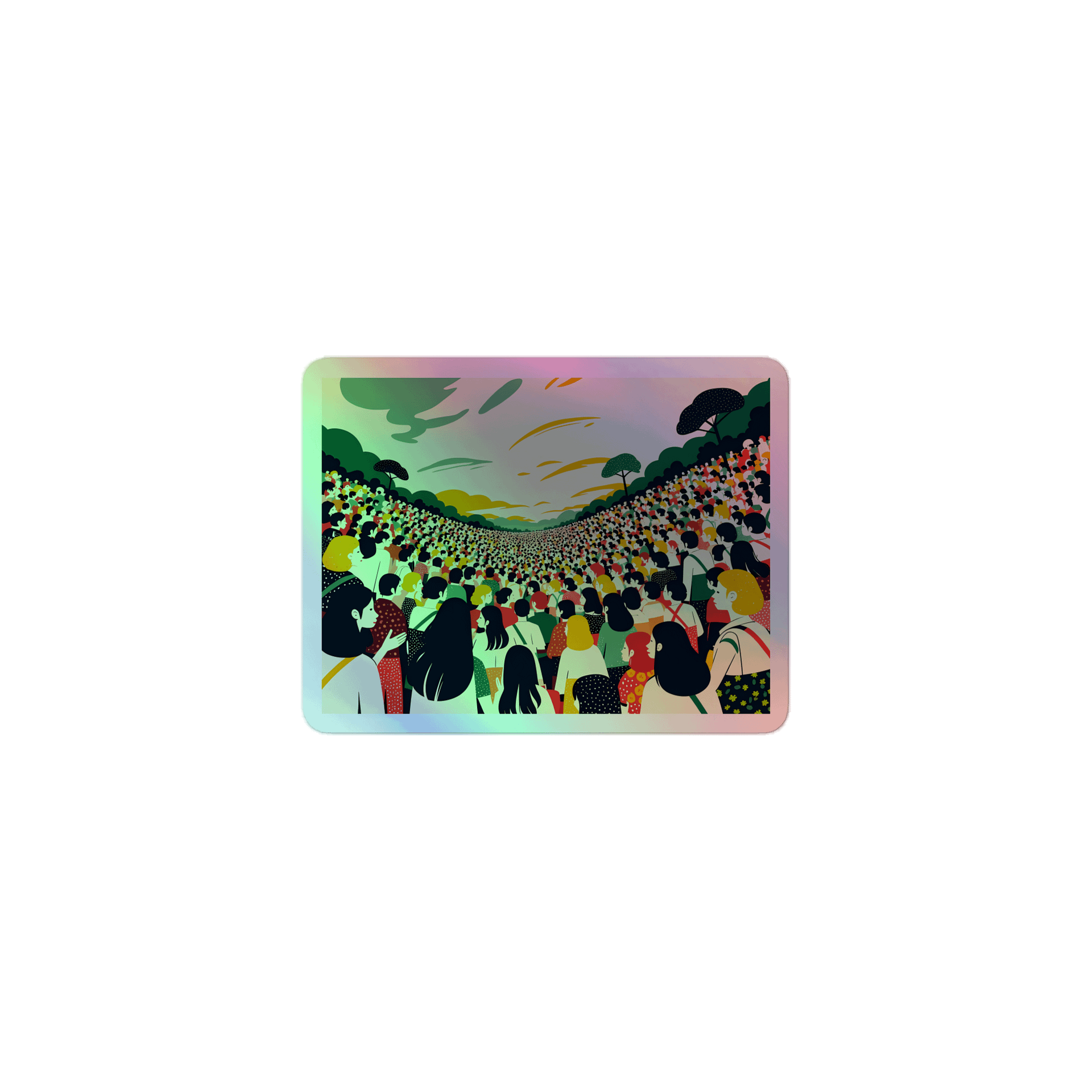 Unity in Diversity Crowd Art Holographic Sticker product image (1)