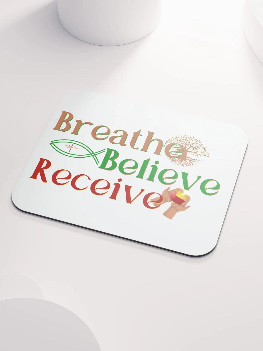 Breathe Believe Receive Classic Mouse Pad, Inspirational Motivational, Self-Affirmation, Positive Vibes, Gift Idea product image (3)