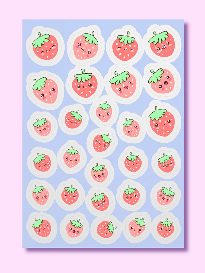Adorable Strawberry Smiles Sticker Sheet product image (1)