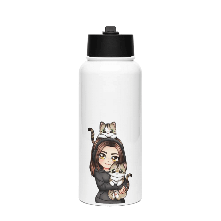 Stainless Steel Water Bottle with Straw Lid and Soof and cats logo product image (1)