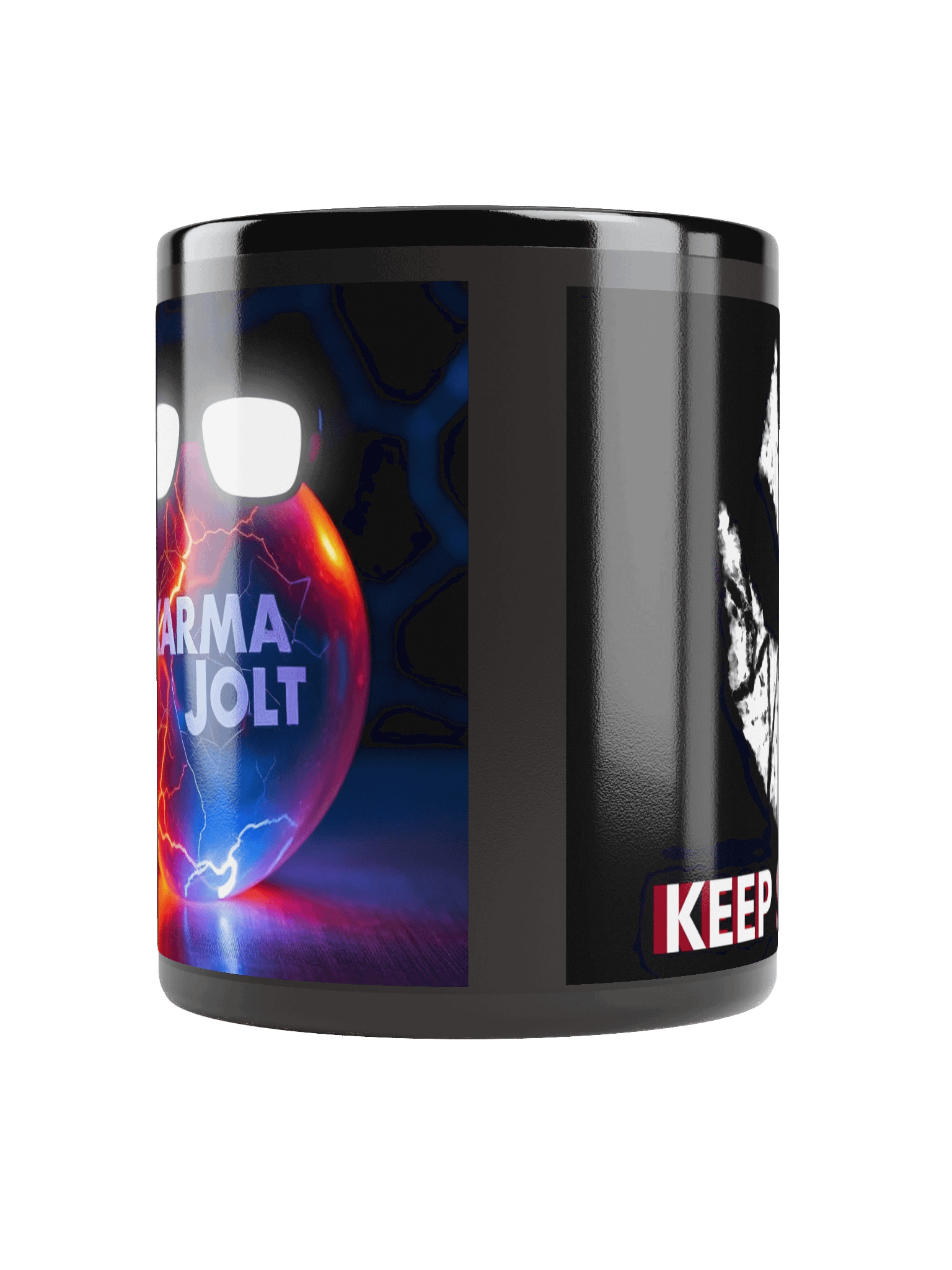 Karma Jolt & Keep Smiling Black Glossy Mug product image (3)