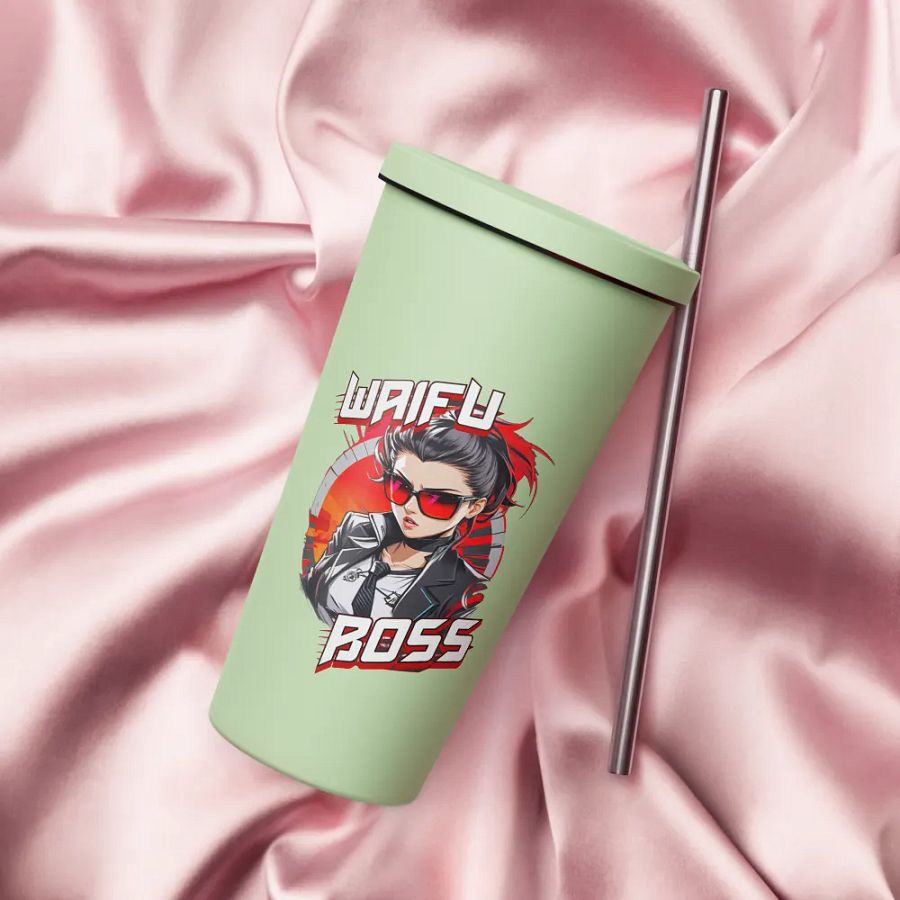 Waifu Boss 20 oz Tumbler Cup - Mint - Insulated Tumbler with a Straw v1 product image (4)