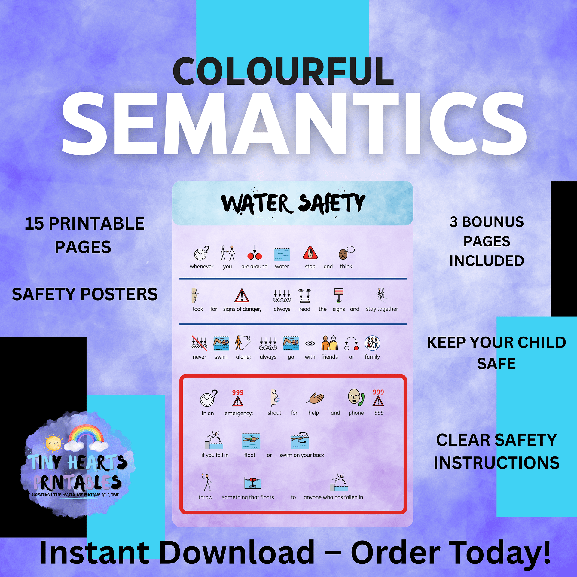Colourful Semantics Safety Poster Bundle | 15 Visual Safety Rules for Kids | SEN, EYFS, Classroom, PSHE, Mental Health product image (1)