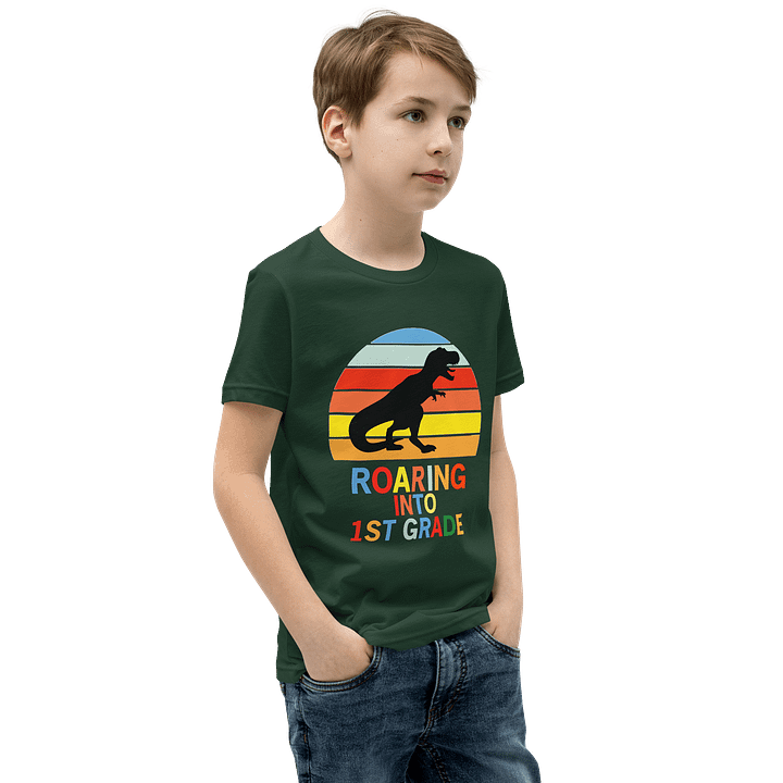 Youth Roaring Into First Grade T-Shirt product image (14)