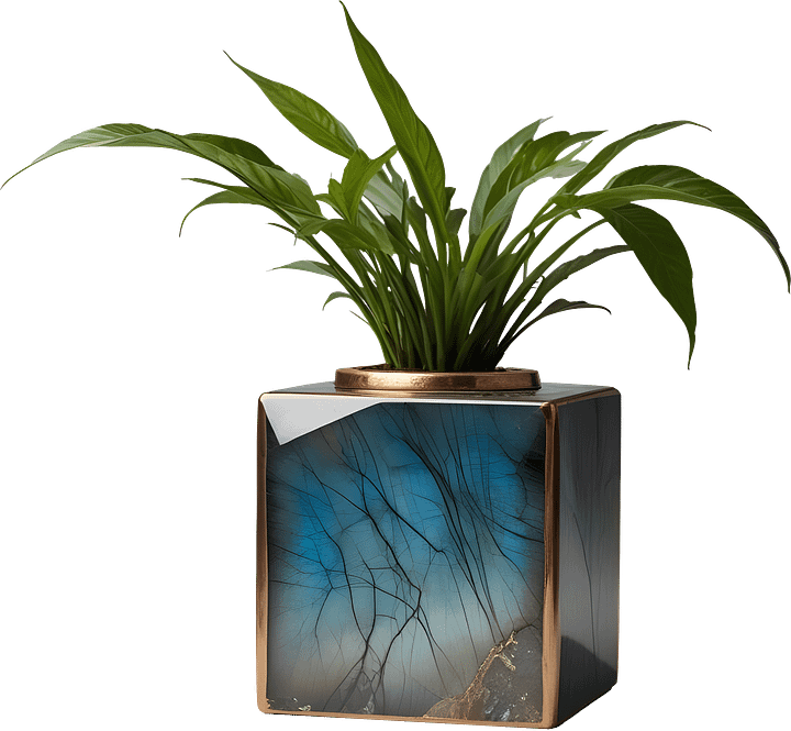 Stellar Luxe – Geometric Labradorite & Bronze Planter PNG product image (1)