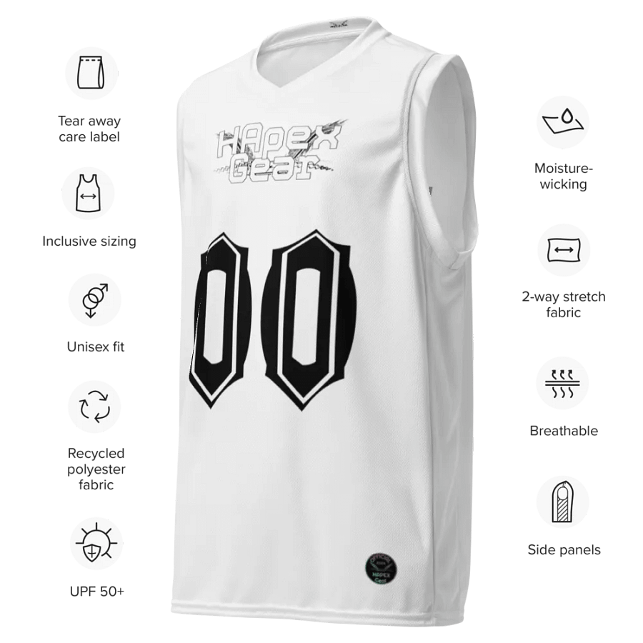 Capital Duranleau - White - Recycled Unisex Basketball Jersey - White HApex Gear Black Logo product image (7)