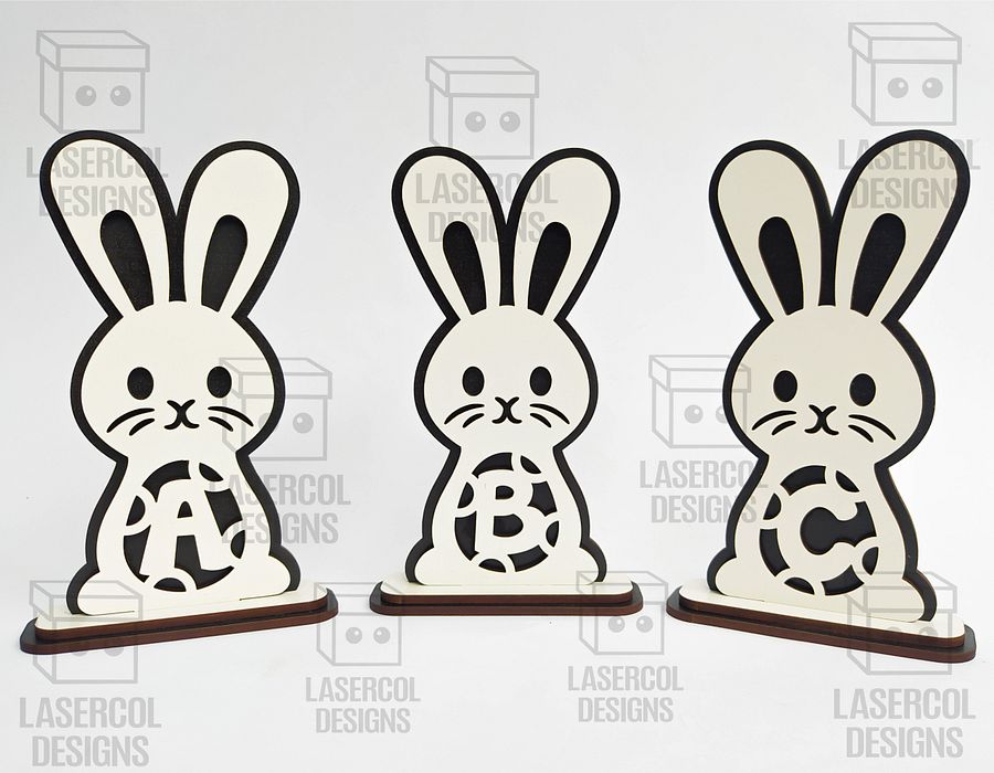 Easter Bunny Monogram Set 1 (3 Sizes) - Laser Cut Files product image (8)