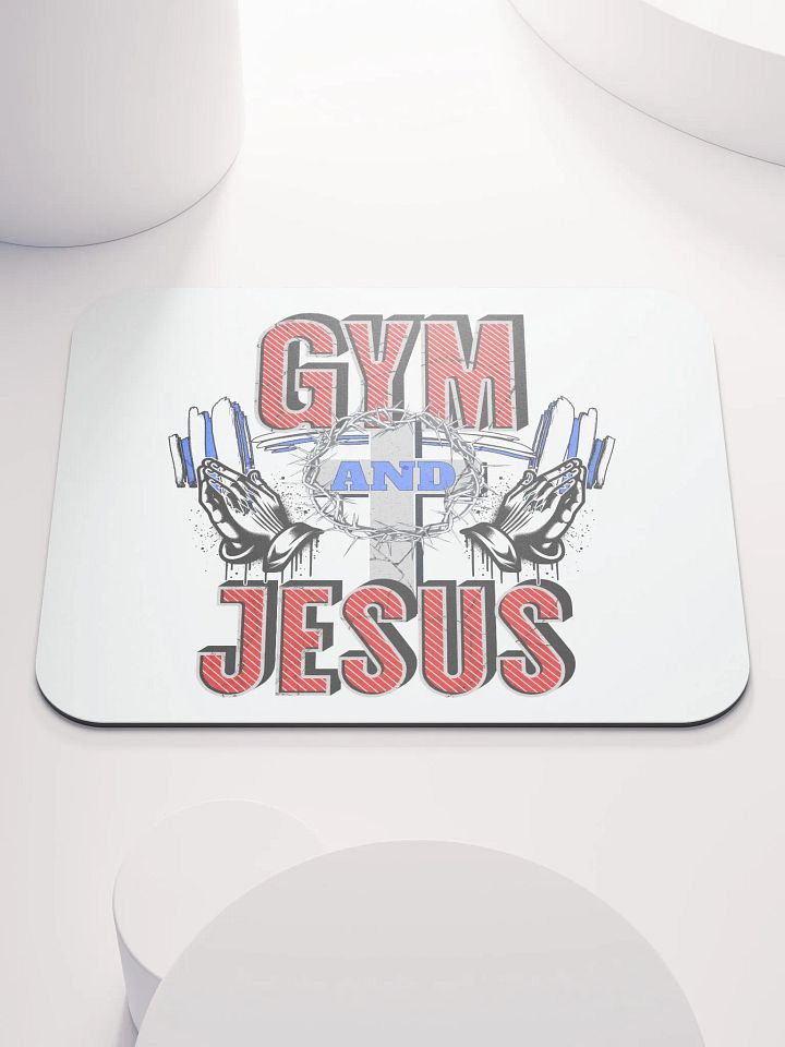 Gym And Jesus Weightlifting Spiritual Fitness Mouse Pad product image (2)