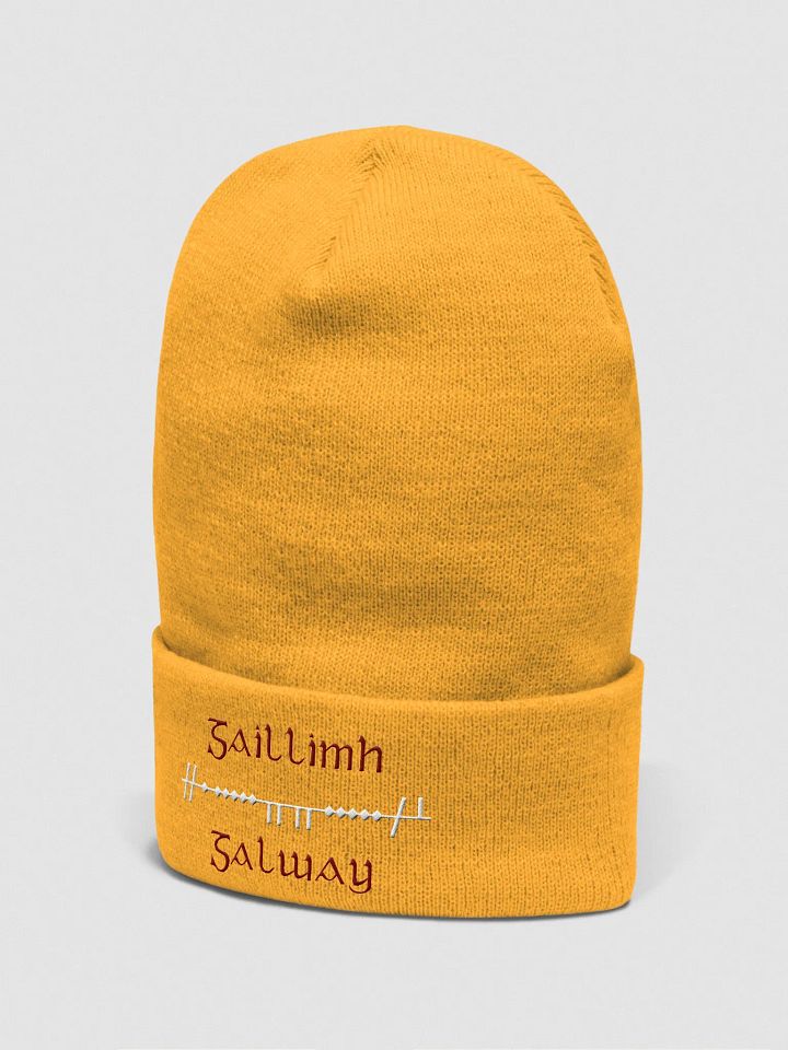 Galway/Gaillimh Scholastic style Ogham, Maroon and white, embroidered Cuffed Beanie product image (17)