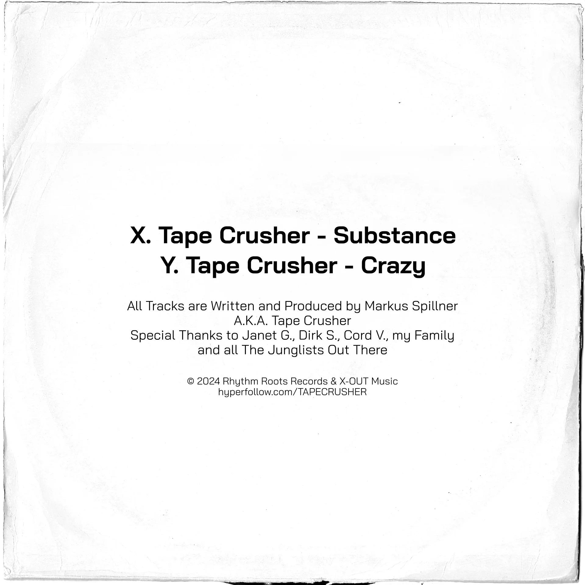 TAPE CRUSHER-AMBIENT JUNGLE SESSIONS VOL. 2 (2-TRACK E.P) (X-OUT013) product image (2)
