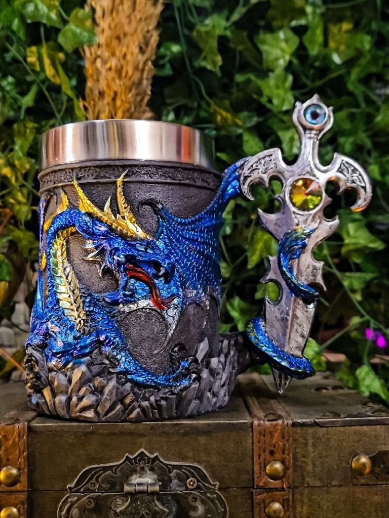 The Armored Kingdom Sapphire Blue Sentinel Dragon Mug product image (1)
