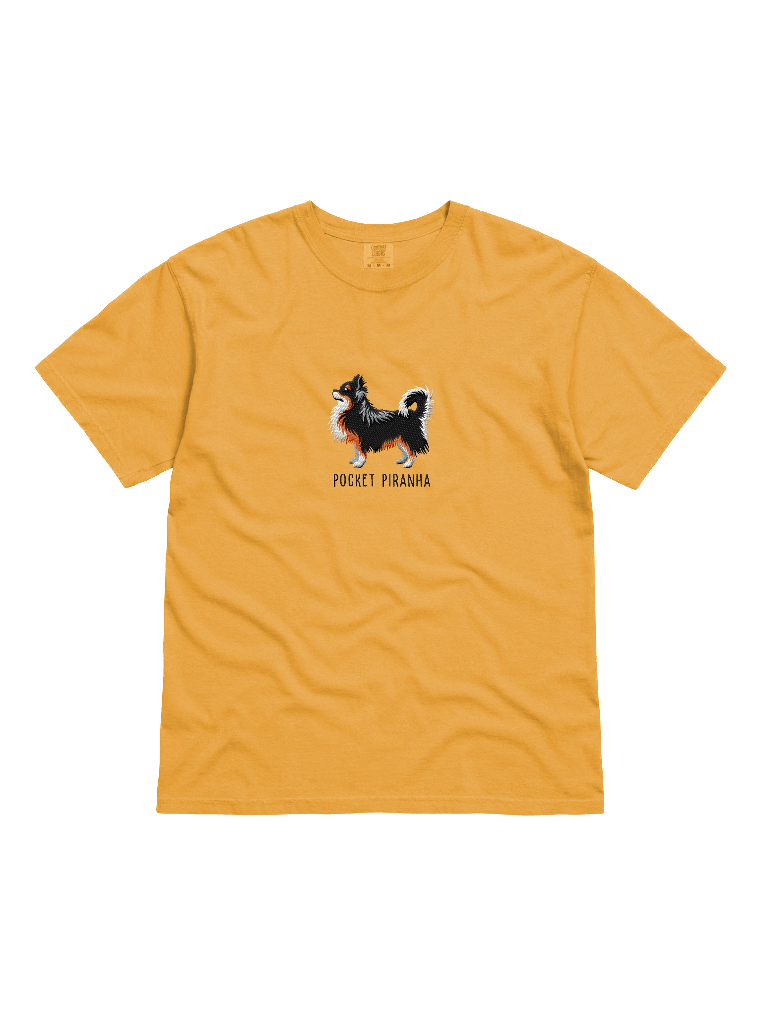 Pocket Piranha T-Shirt(Embroidered) of a Longhaired Chihuahua(Tricolor) product image (21)