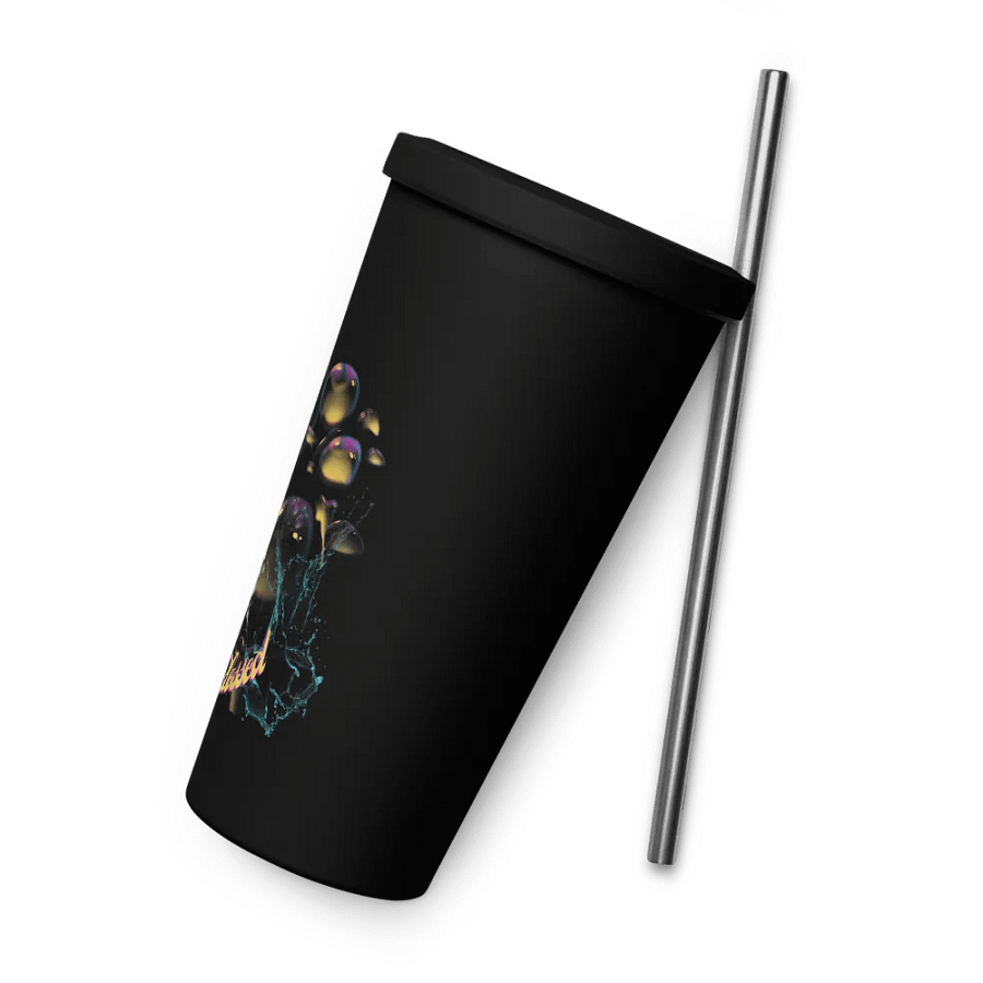 Insulated tumbler with beautiful swirly blue water splash and drops design featuring “Blessed’ product image (8)
