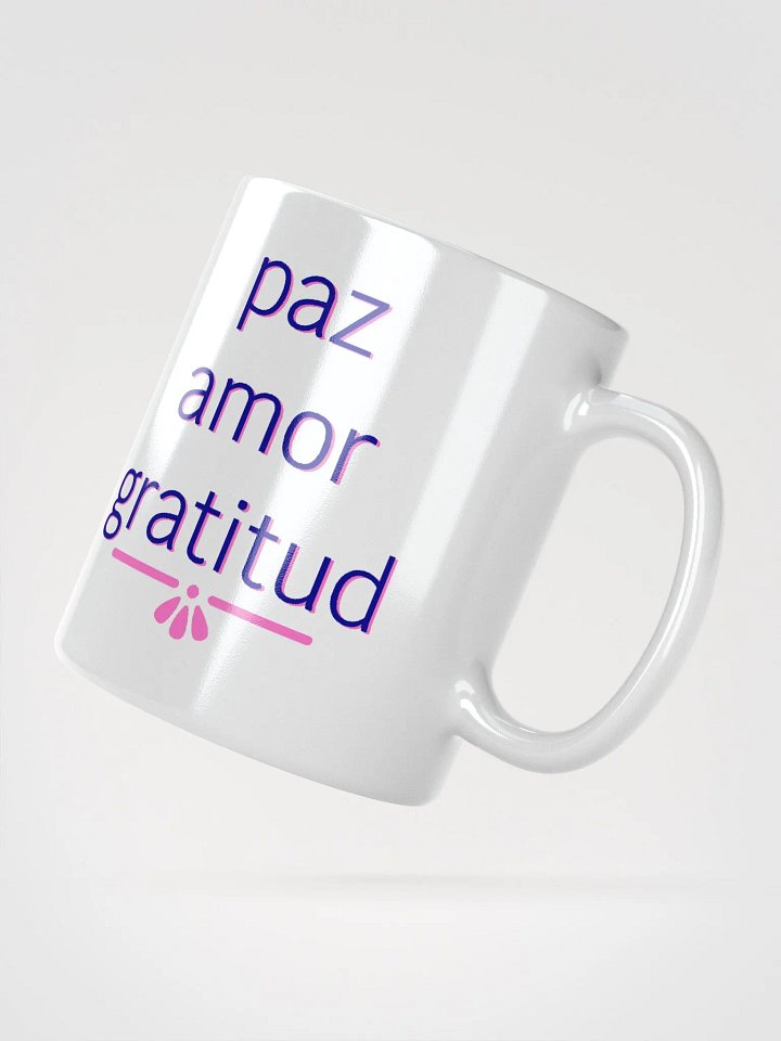 Paz Amor Gratitud Navy and Pink Ceramic Mug product image (4)