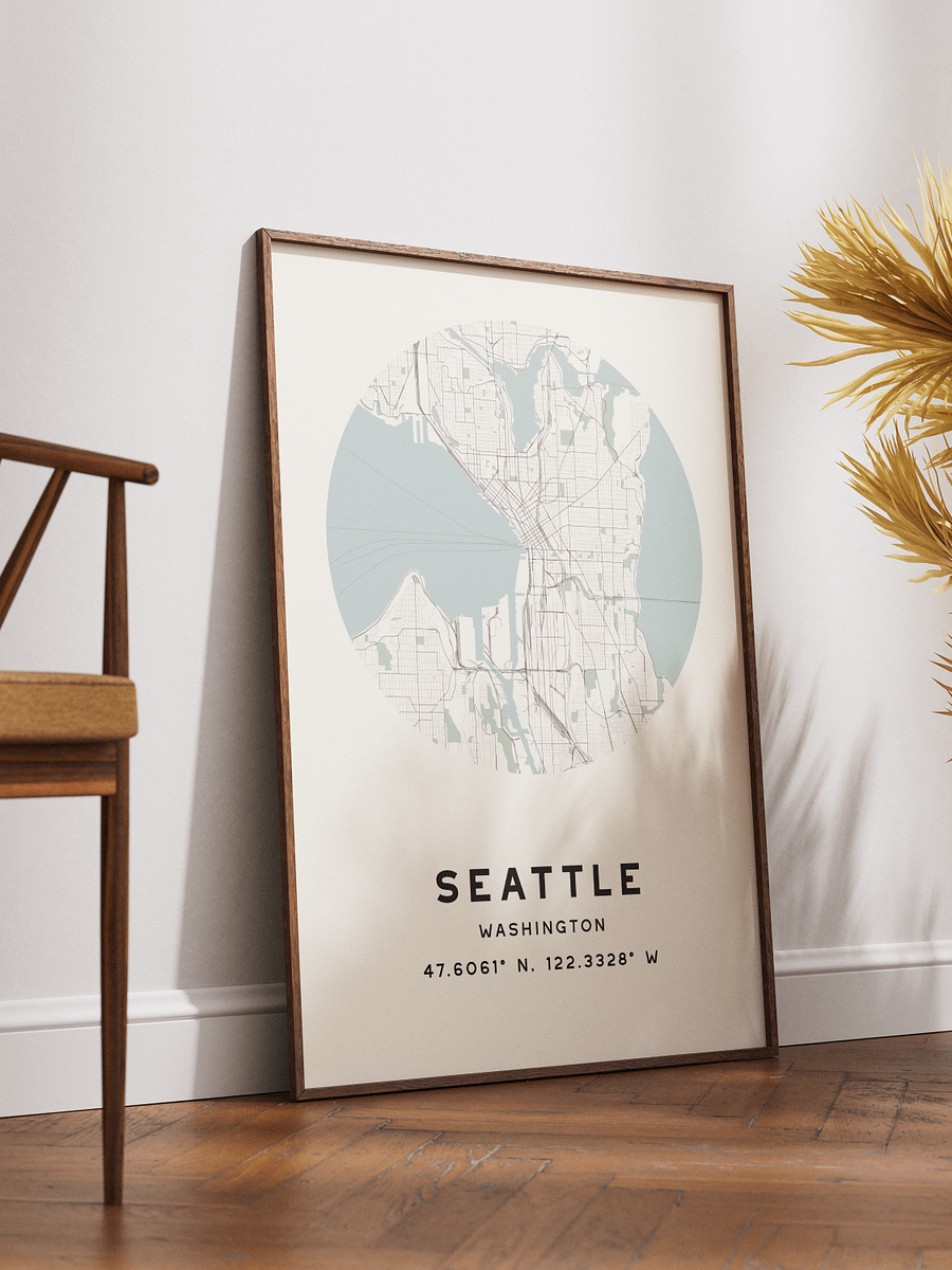 Seattle Street Map Poster – Beige Minimalist Circular City Art product image (2)