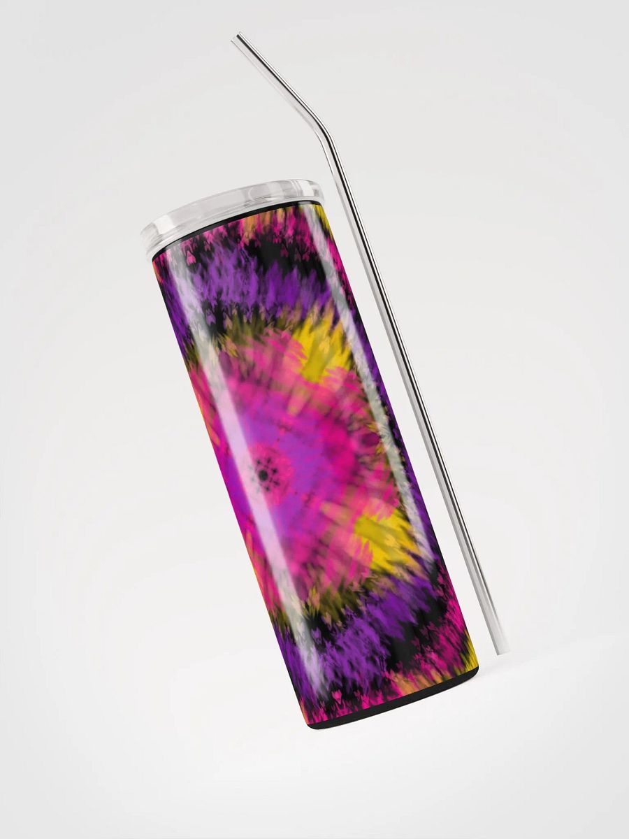 Sunny Yellow & Pink Tie Dye Stainless Steel Tumbler: Your Vibrant Sip Companion product image (3)