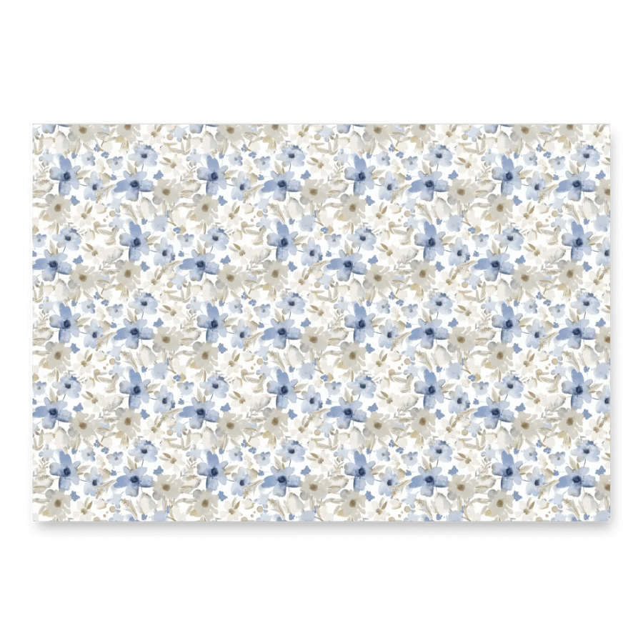 Blue Grey Flowers Paper product image (1)