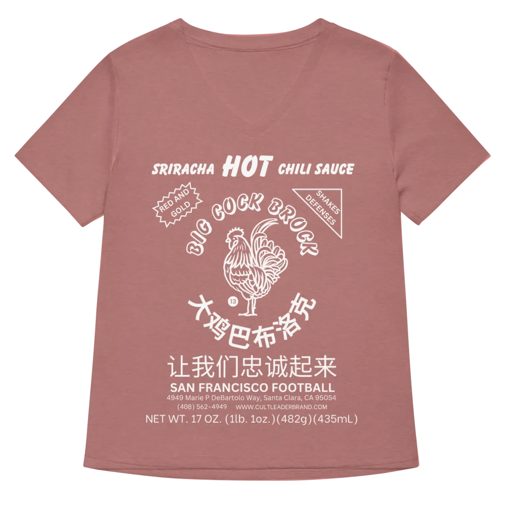 San Francisco Football Sriracha Chili Sauce Label Emblem Women's Relaxed V-Neck Tee Shirt product image (5)