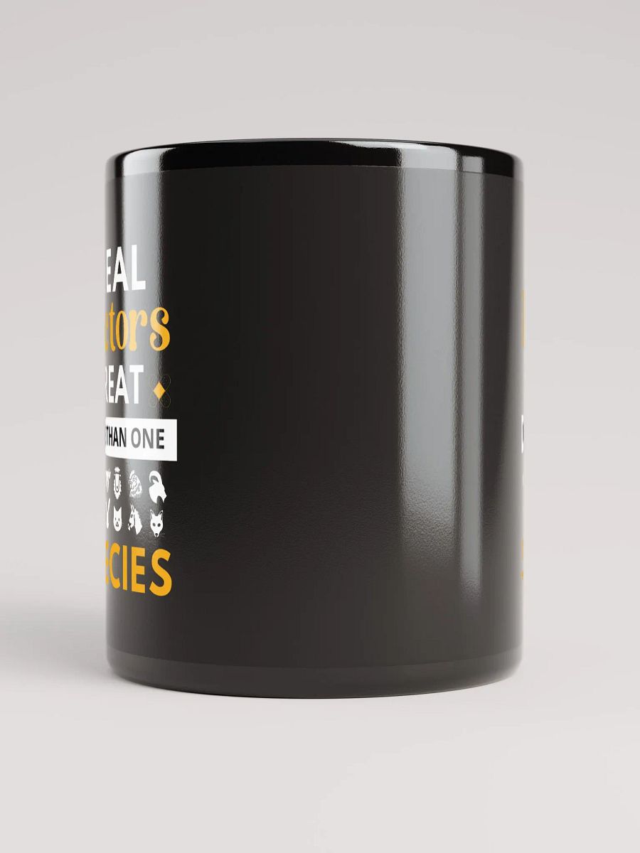 "Real doctor treat more than one species" black glossy mug product image (4)