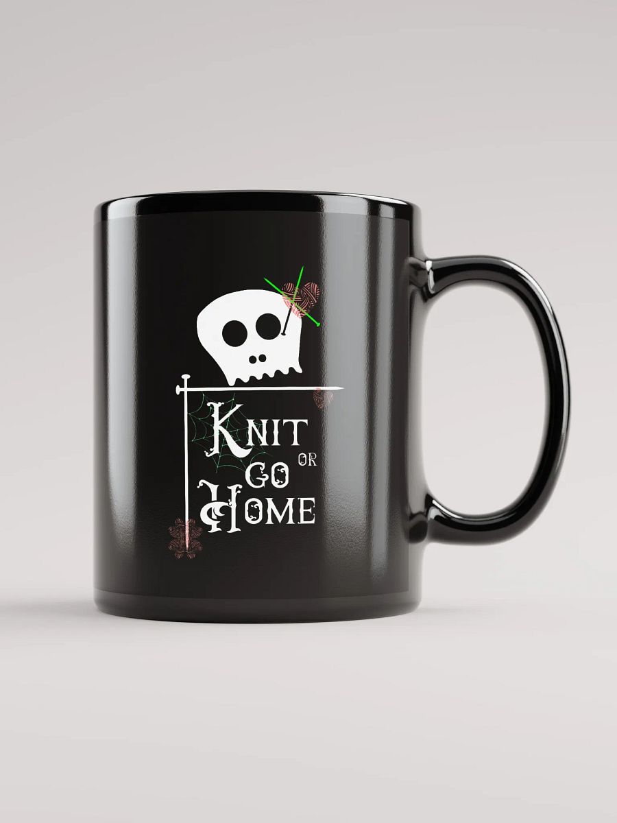 Knit or Go Home quote with a skull and knitting needles product image (1)