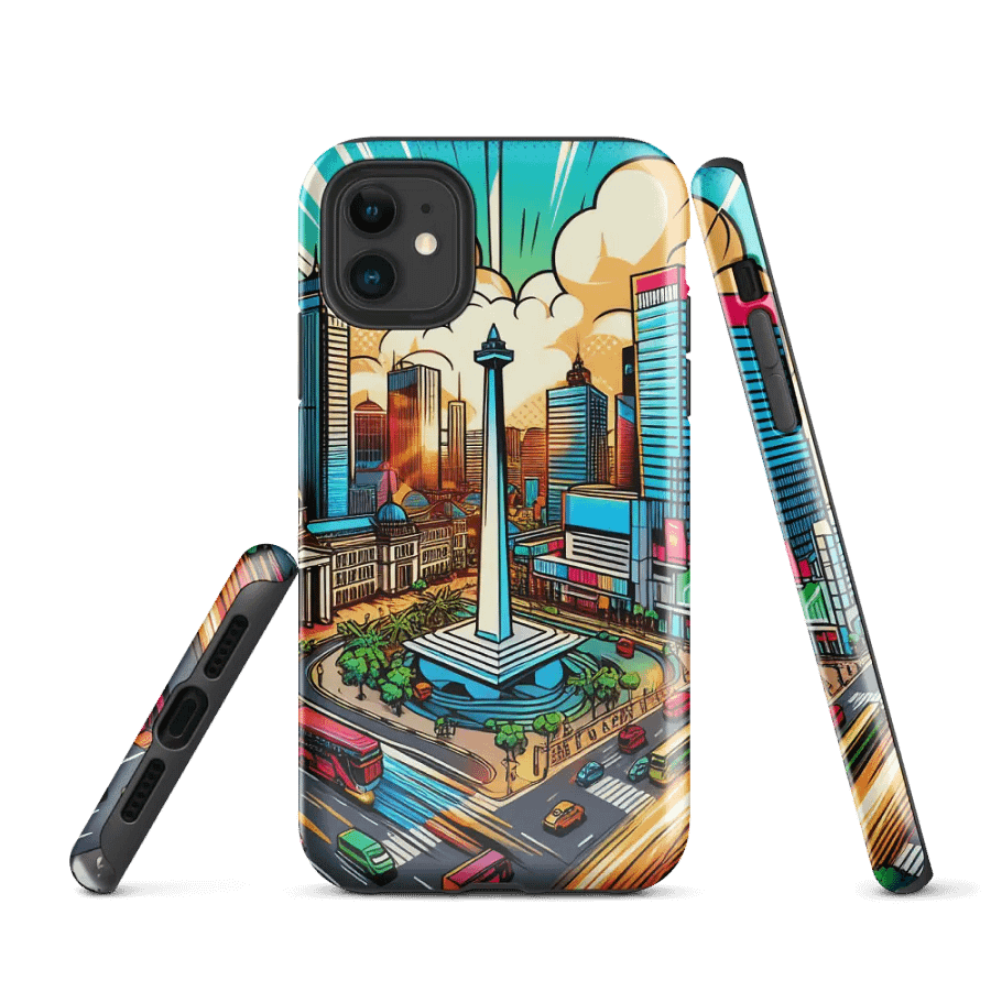 Cityscape Comic Tower iPhone® Tough Case product image (1)