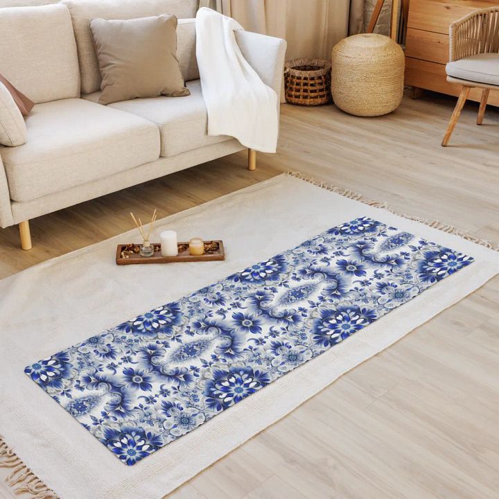 Yoga Mat with Intricate Blue and White Floral Pattern product image (1)