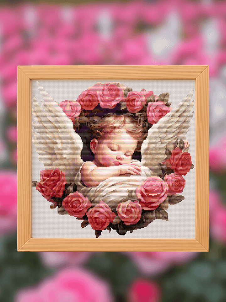 Baby Rose Angel Cross Stitch Pattern product image (1)