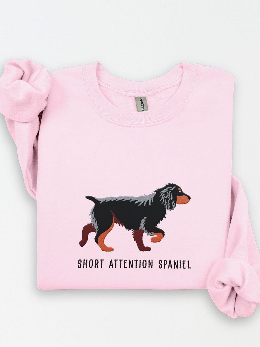 Short Attention Spaniel Sweatshirt (Embroidered) of a Working Cocker Spaniel(Black & Tan) product image (1)
