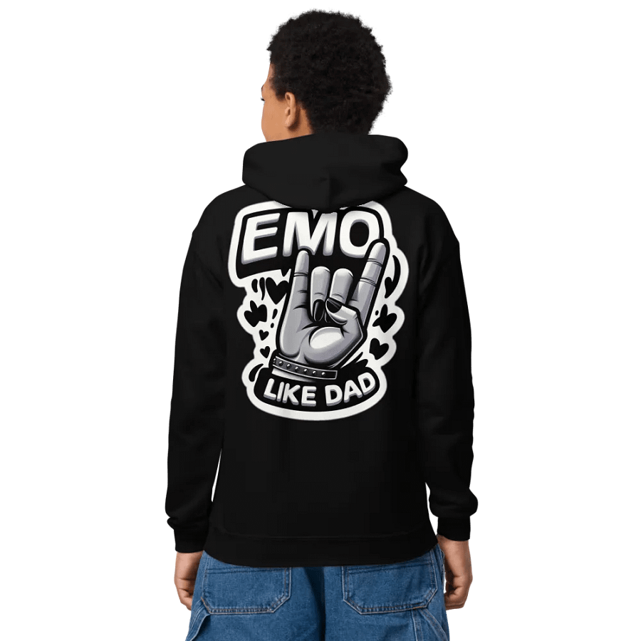 LITTLE EMO Bubble Text Youth Emo Like Dad Hoodie product image (2)