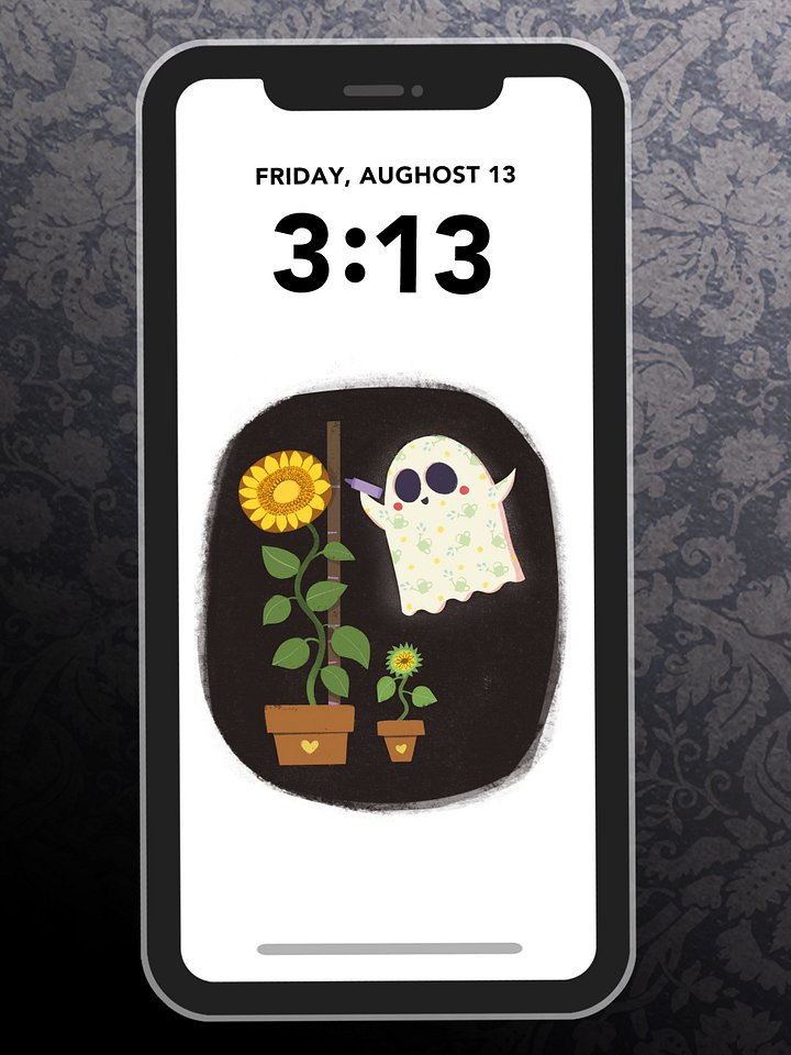 Little Ghost Sunflower Garden - Digital Wallpaper for Mobile Phone product image (1)