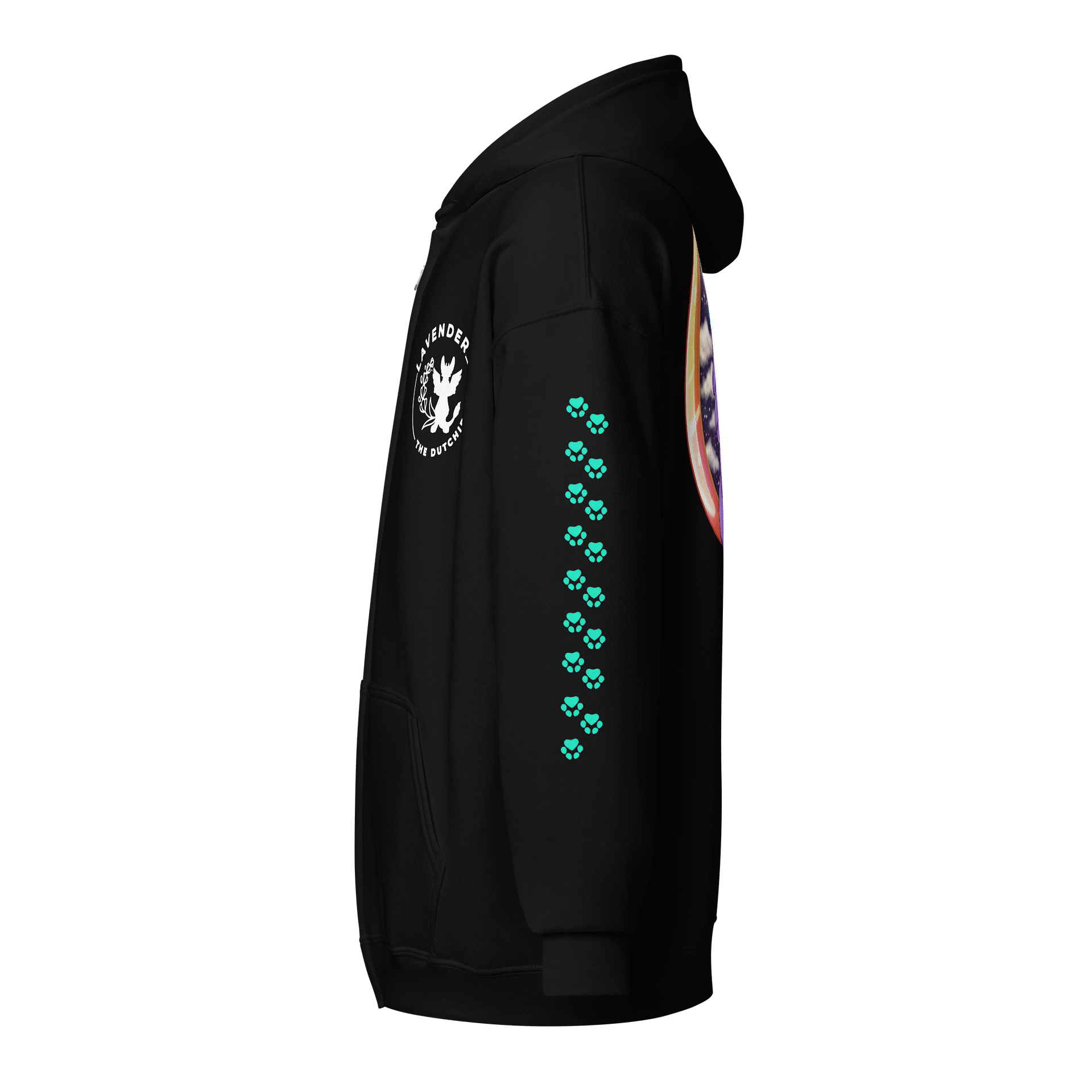 Stars Night Sky /w Paw Sleeves Zip-Up Hoodie product image (8)