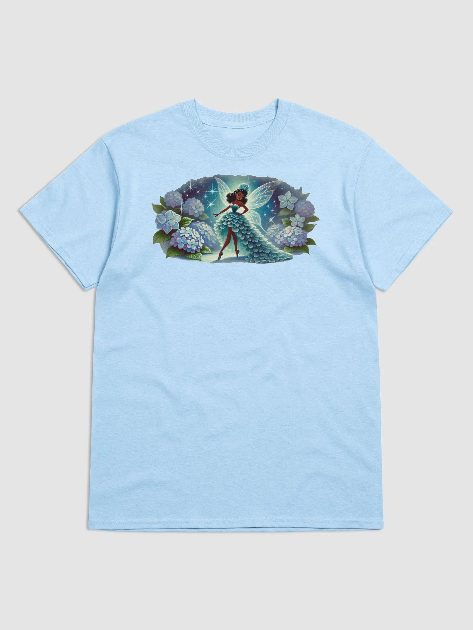 Enchanted Blue Hydrangea Fairy Basic T-Shirt by Gildan product image (2)