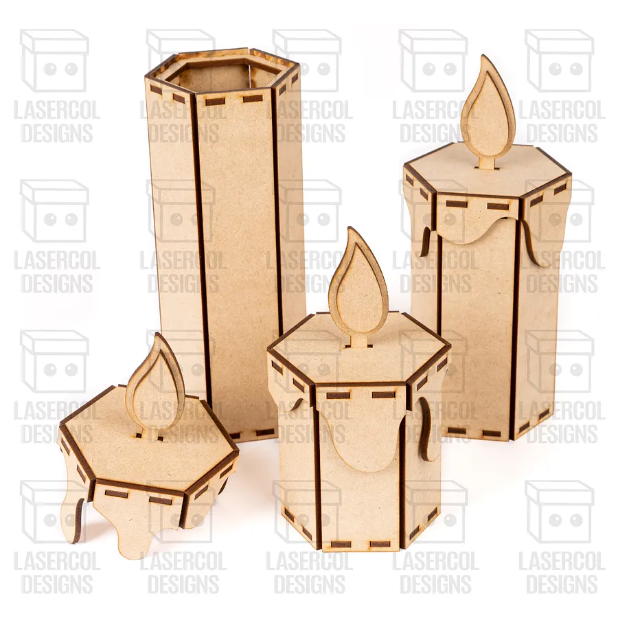 Christmas Candle Shaped Box (Three Sizes) - Laser Cut Files product image (4)