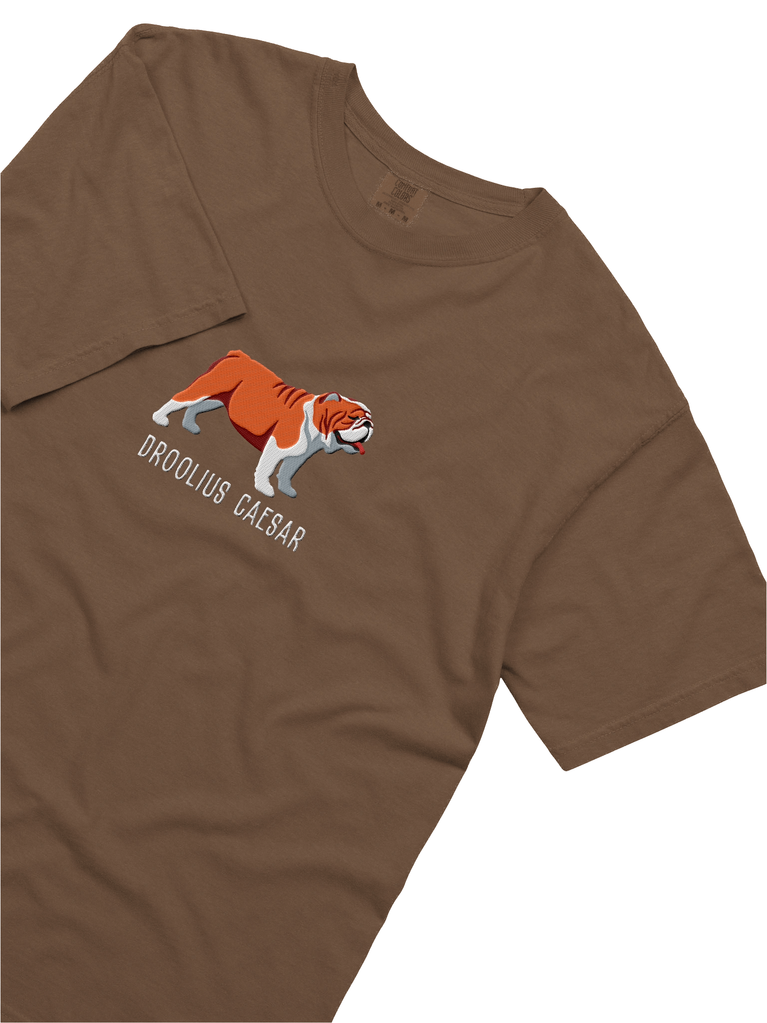 Droolius Caesar T-Shirt(Embroidered) of an English Bulldog(Red & White) product image (25)