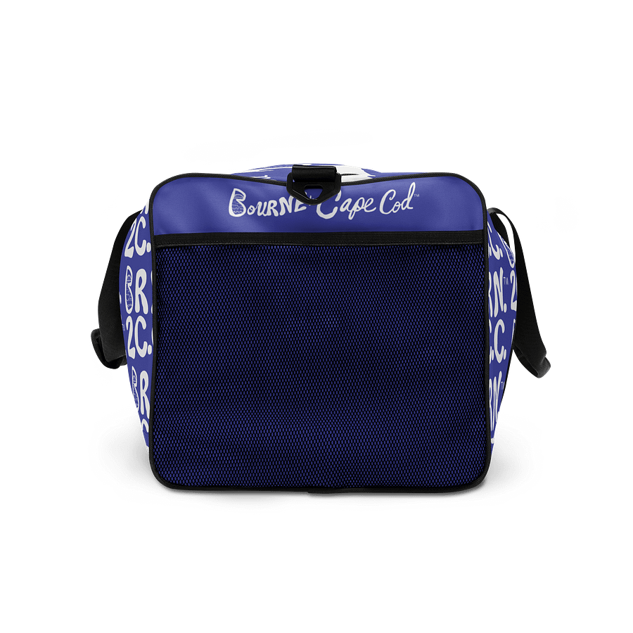 BOURNE to Cape Cod™ | Duffle Bag | BRN.2C.C.™ | Coastal Gym & Travel Gear | 22" All-Over Print Weekender | White Logos on Slate Blue product image (7)