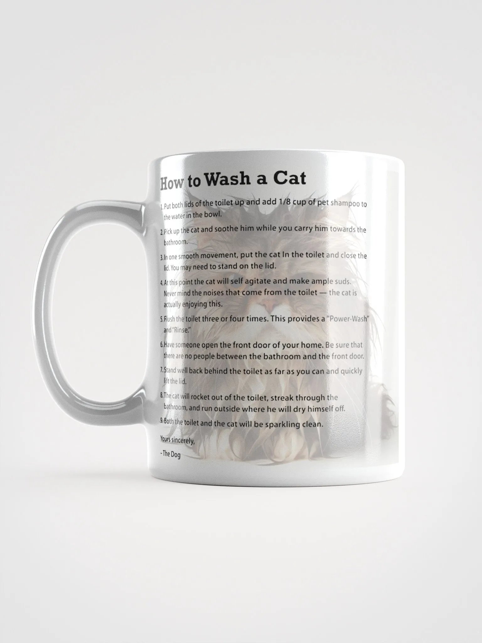 Hilarious Cat Washing Guide #Humorous Glossy Mug - White product image (6)