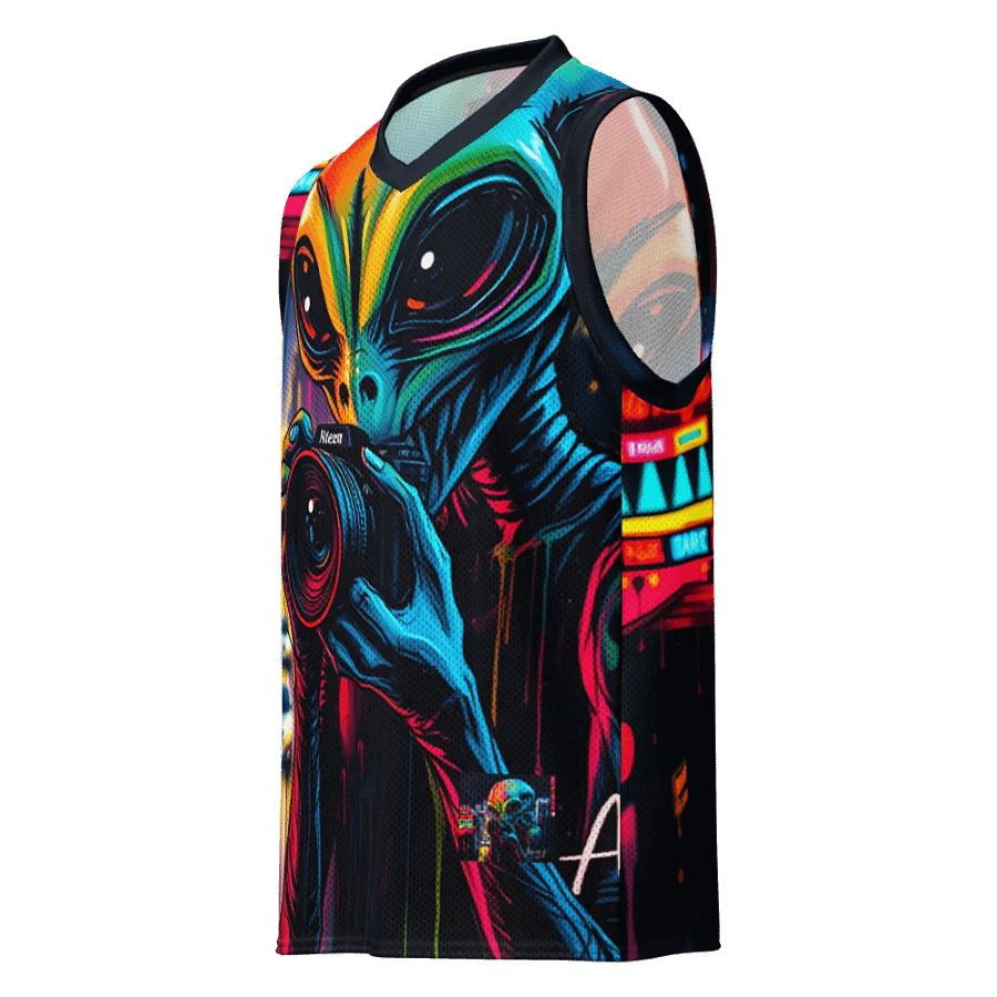 Neon City Alien All-Over Print Basketball Jersey product image (1)