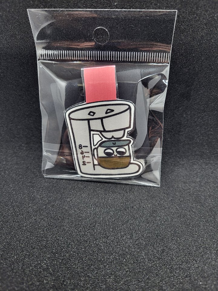 Cute Cartoon Coffee Maker Character Magnetic Laminated Bookmark for Foodies product image (1)