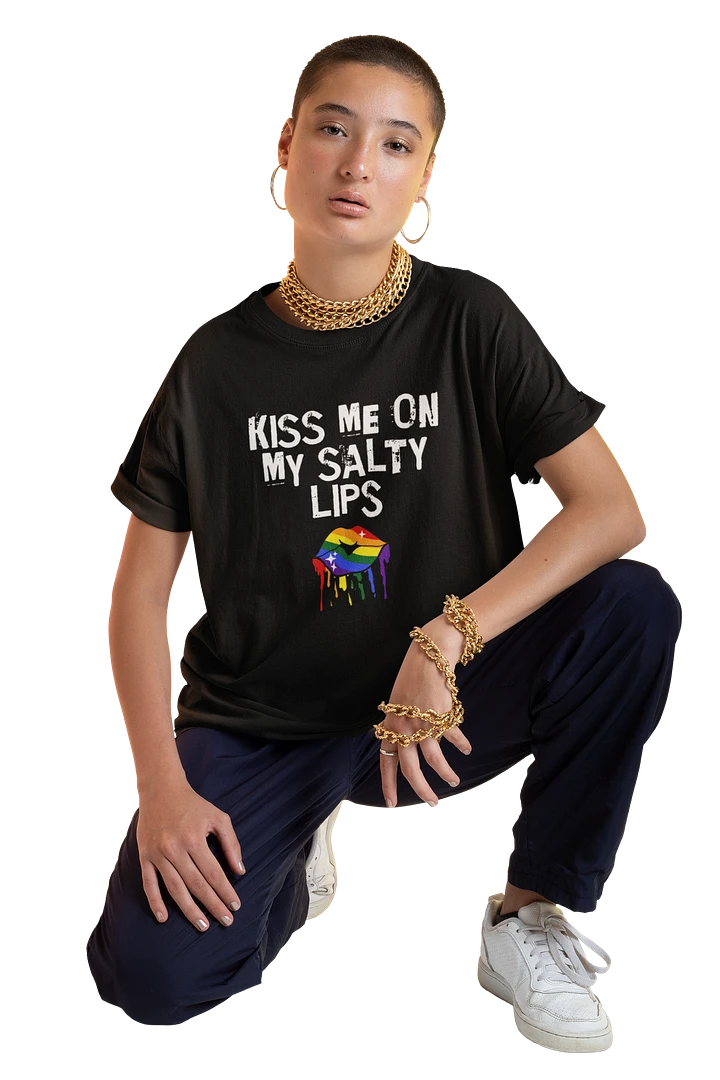 LGBTQ+ T-Shirt - Kiss Me On My Salty Lips - Rainbow (dark) product image (1)