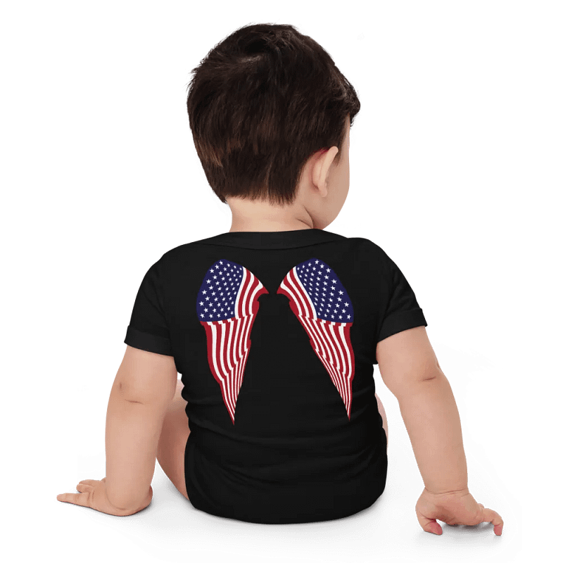 Stars & Stripes Ruffled Angel Wings Onesie