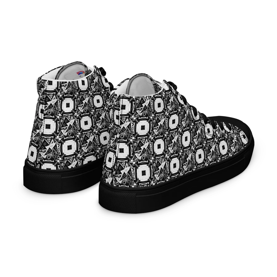 Abstract Monochrome Pattern Shapes and Squares Men's Canvas Shoes High Tops product image (28)