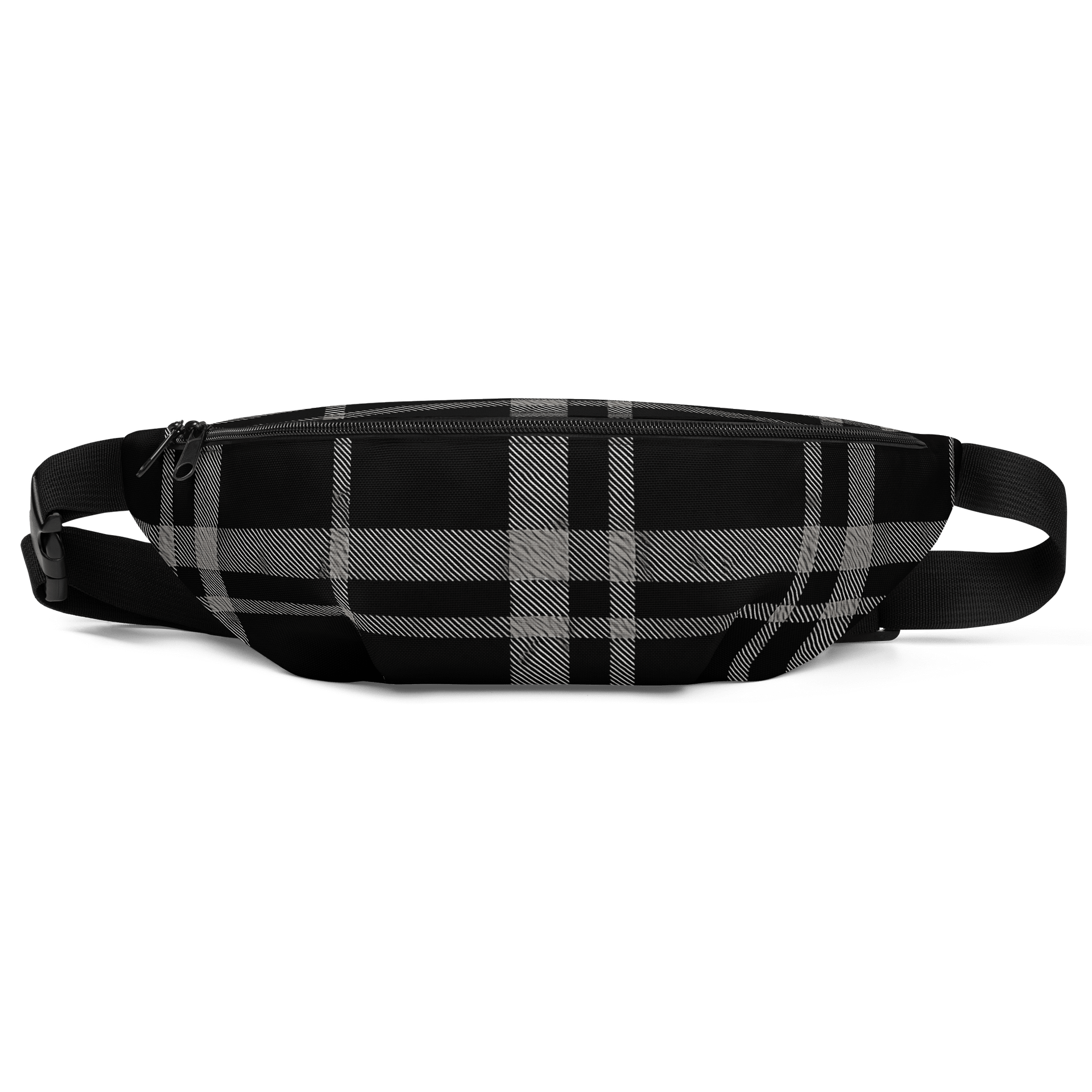 Black and White Dark Plaid Fanny Pack (Waist Bag) product image (1)