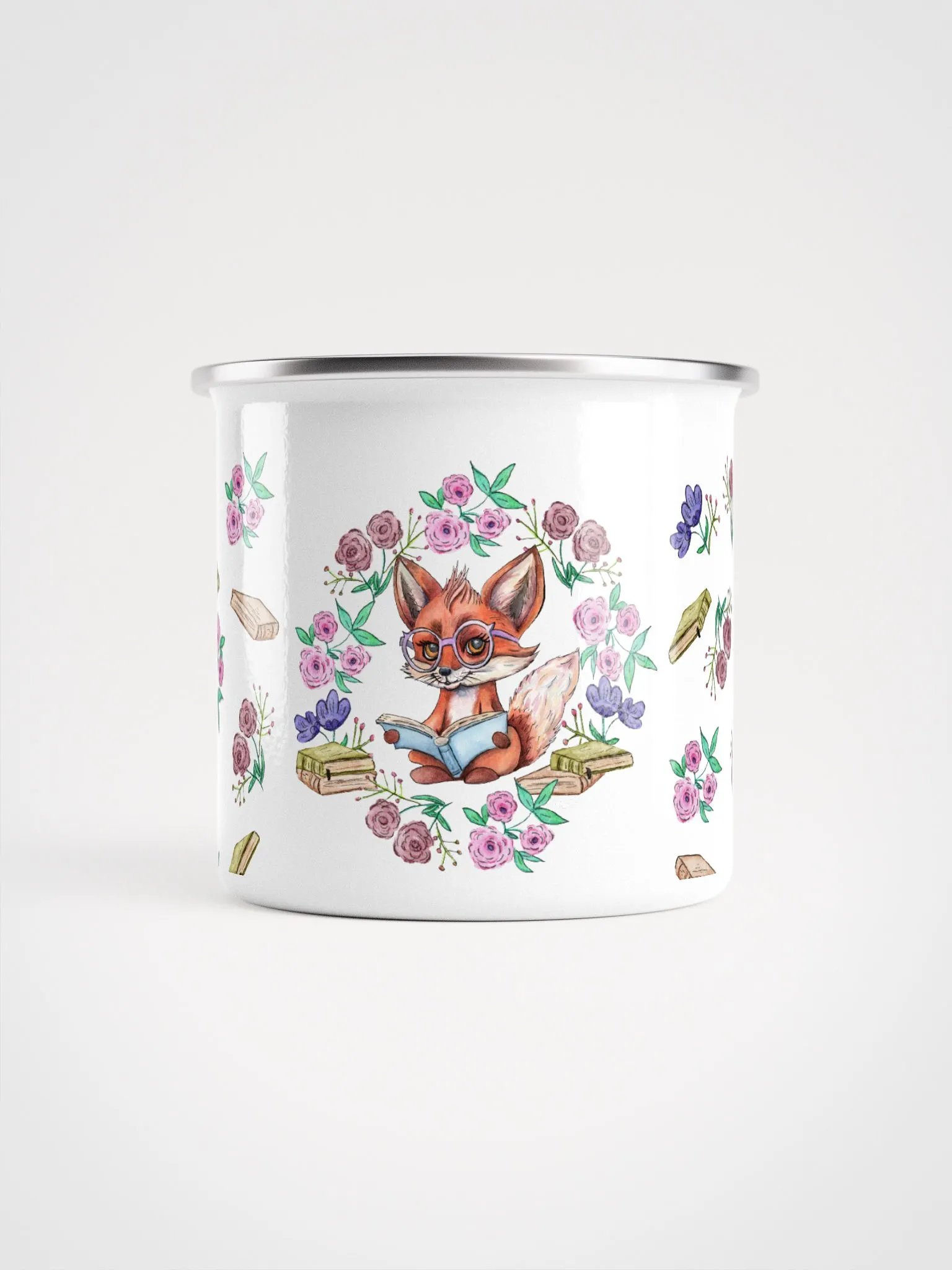 Book Smart Fox Enamel Mug product image (1)